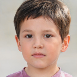 Neutral white child male with short  brown hair and brown eyes