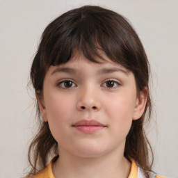 Neutral white child female with medium  brown hair and brown eyes