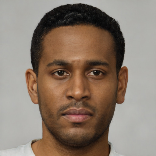 Neutral latino young-adult male with short  brown hair and brown eyes