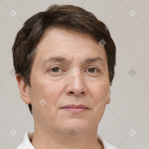 Neutral white adult male with short  brown hair and brown eyes