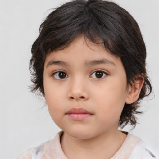 Neutral asian child female with medium  brown hair and brown eyes