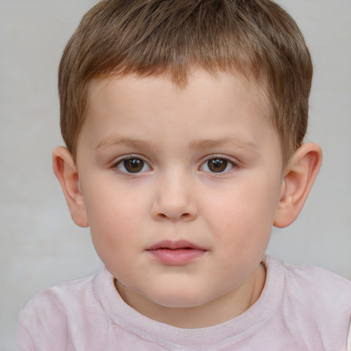 Neutral white child male with short  brown hair and brown eyes