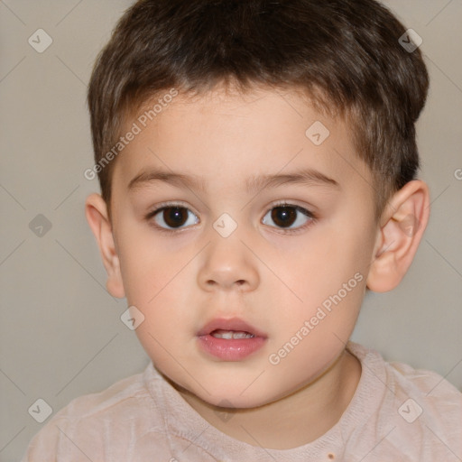 Neutral white child male with short  brown hair and brown eyes