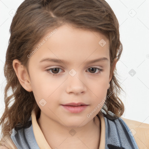 Neutral white child female with medium  brown hair and brown eyes