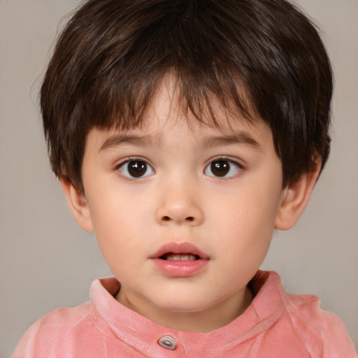 Neutral white child male with short  brown hair and brown eyes