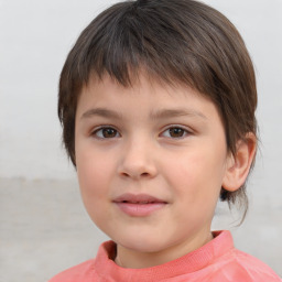 Neutral white child female with short  brown hair and brown eyes