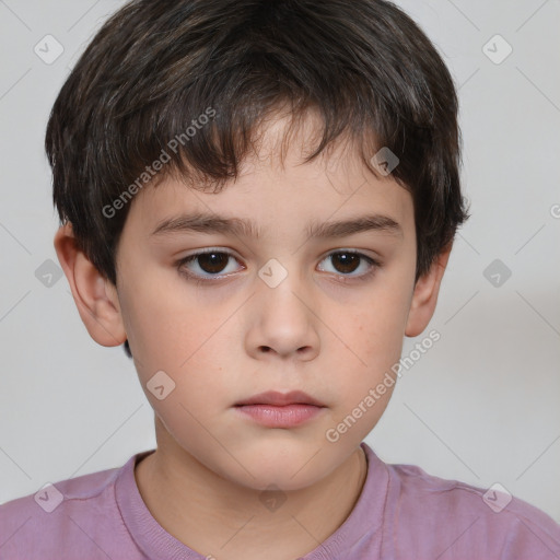 Neutral white child male with short  brown hair and brown eyes