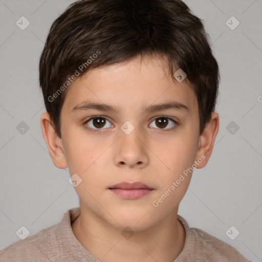 Neutral white child male with short  brown hair and brown eyes