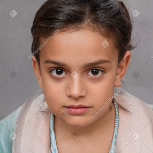 Neutral white child female with short  brown hair and brown eyes