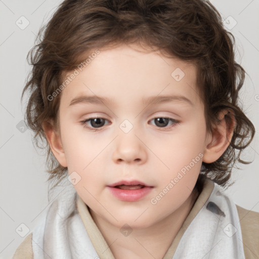 Neutral white child female with medium  brown hair and brown eyes