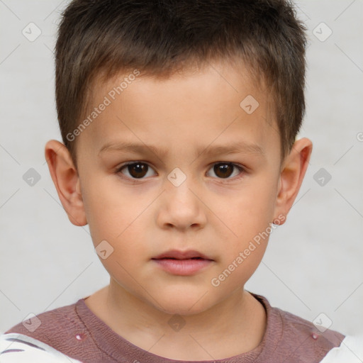 Neutral white child male with short  brown hair and brown eyes