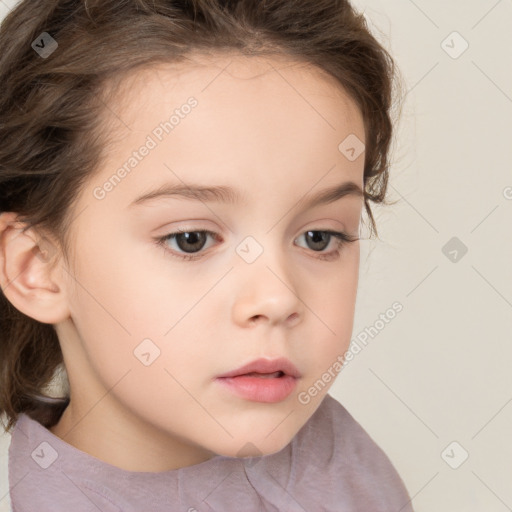 Neutral white child female with medium  brown hair and brown eyes