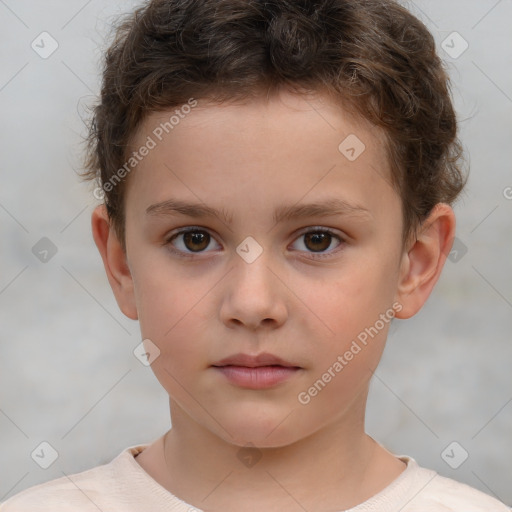 Neutral white child male with short  brown hair and brown eyes