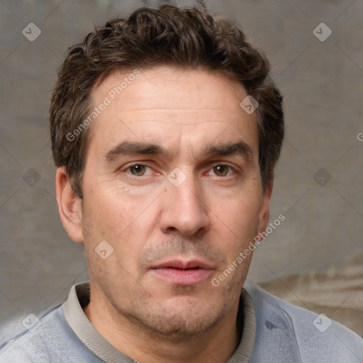 Neutral white adult male with short  brown hair and brown eyes