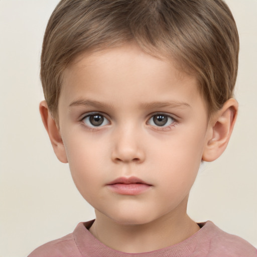 Neutral white child male with short  brown hair and brown eyes