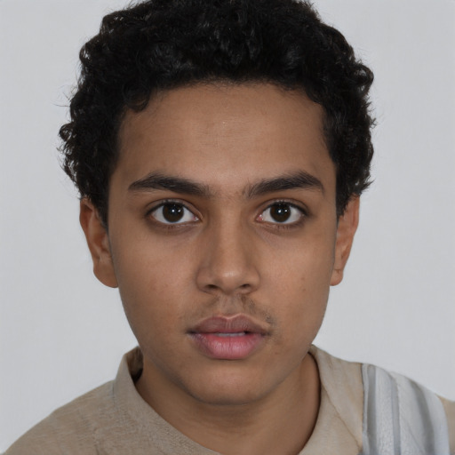 Neutral latino young-adult male with short  brown hair and brown eyes