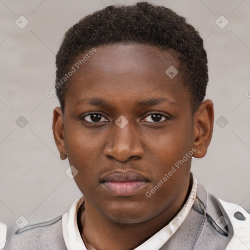 Neutral black young-adult female with short  brown hair and brown eyes
