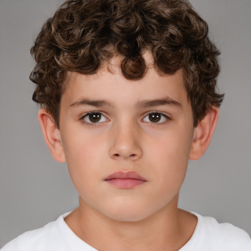 Neutral white child male with short  brown hair and brown eyes