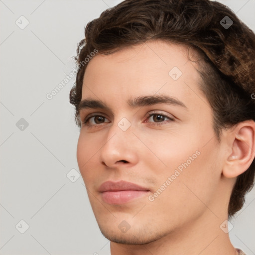 Neutral white young-adult male with medium  brown hair and brown eyes