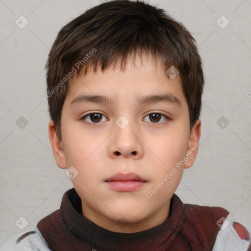 Neutral white child male with short  brown hair and brown eyes