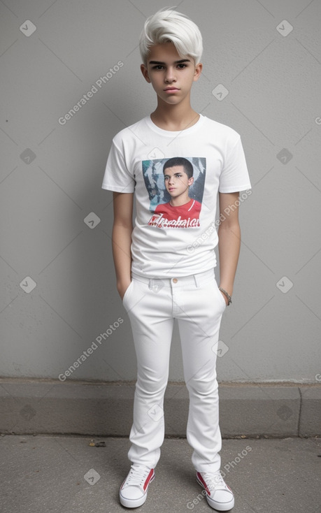 Cuban teenager boy with  white hair