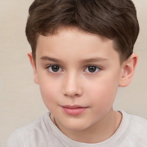 Neutral white child male with short  brown hair and brown eyes