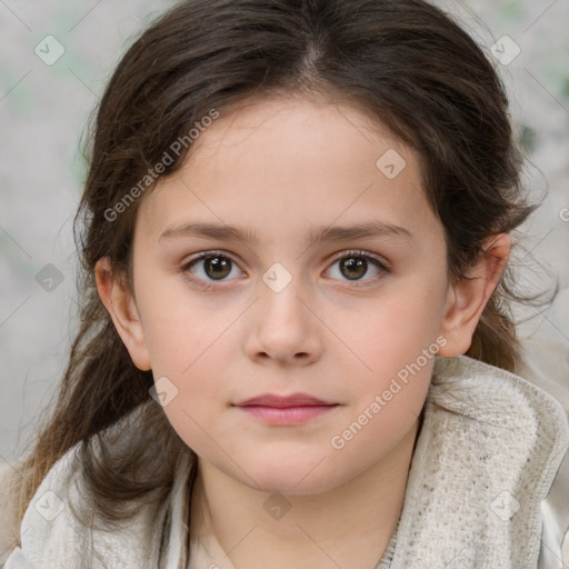 Neutral white child female with medium  brown hair and brown eyes