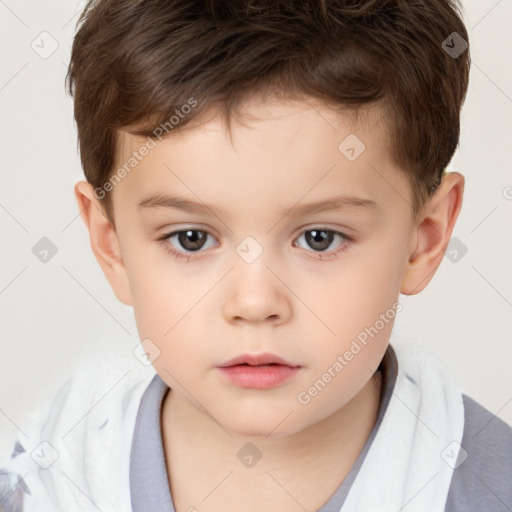 Neutral white child male with short  brown hair and brown eyes