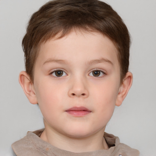 Neutral white child male with short  brown hair and brown eyes