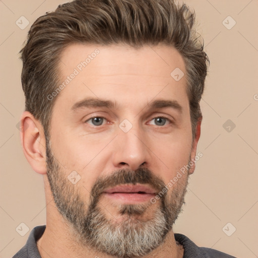 Neutral white adult male with short  brown hair and brown eyes