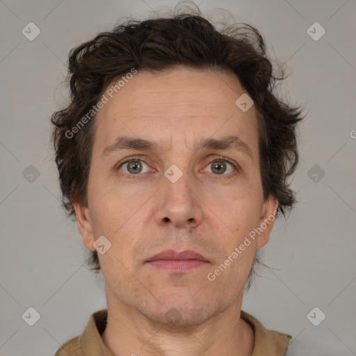 Neutral white adult male with short  brown hair and brown eyes