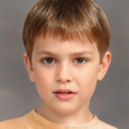 Neutral white child male with short  brown hair and brown eyes