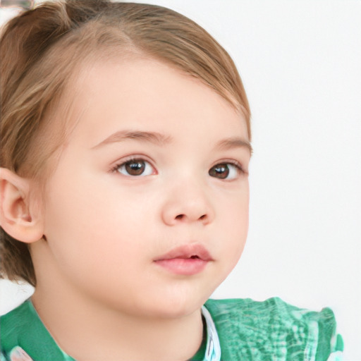 Neutral white child female with short  brown hair and brown eyes