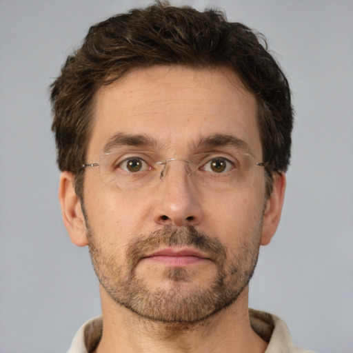 Neutral white adult male with short  brown hair and brown eyes