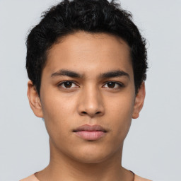 Neutral latino young-adult male with short  brown hair and brown eyes