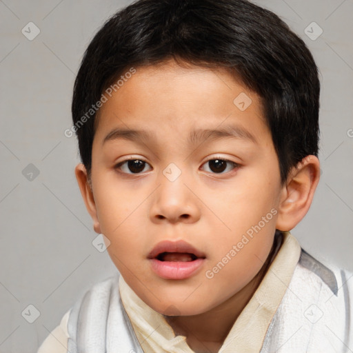 Neutral white child male with short  brown hair and brown eyes