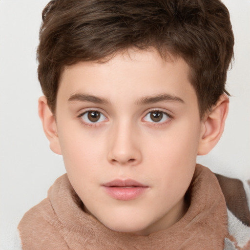 Neutral white child male with short  brown hair and brown eyes