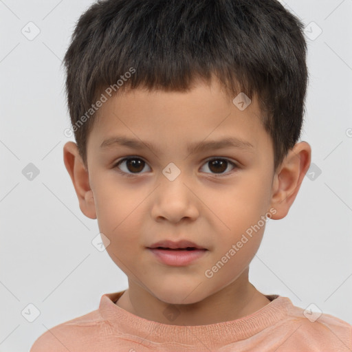 Neutral white child male with short  brown hair and brown eyes