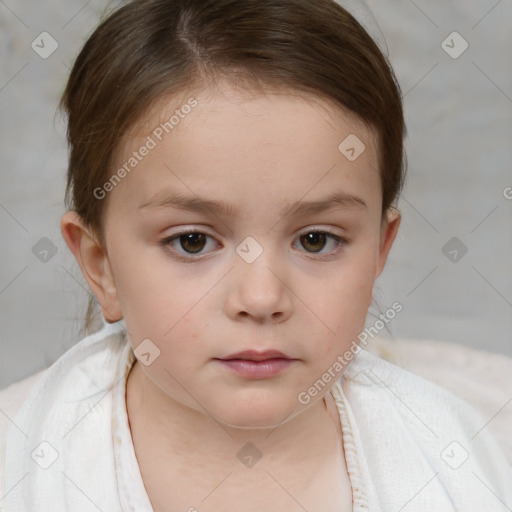 Neutral white child female with medium  brown hair and brown eyes