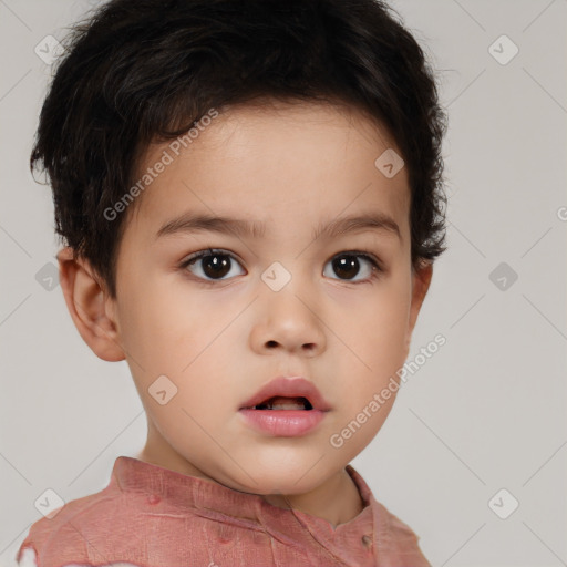 Neutral white child male with short  brown hair and brown eyes