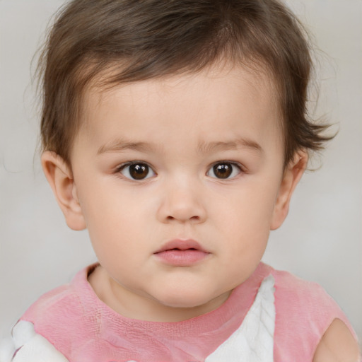 Neutral white child female with short  brown hair and brown eyes