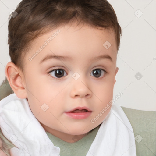 Neutral white child female with short  brown hair and brown eyes