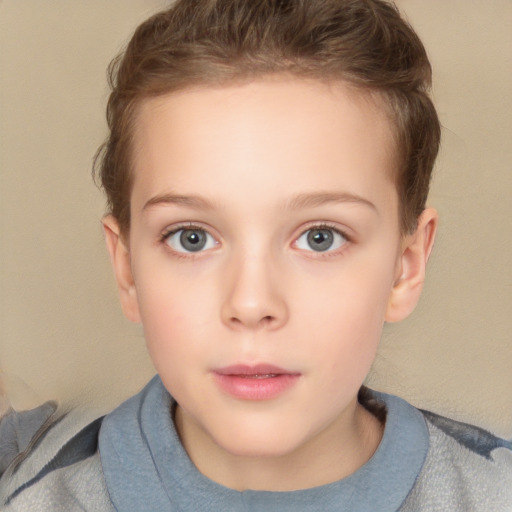 Neutral white child female with short  brown hair and brown eyes