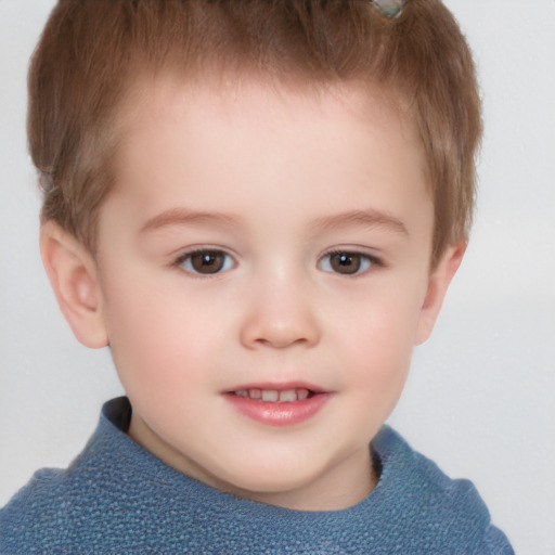 Neutral white child male with short  brown hair and brown eyes