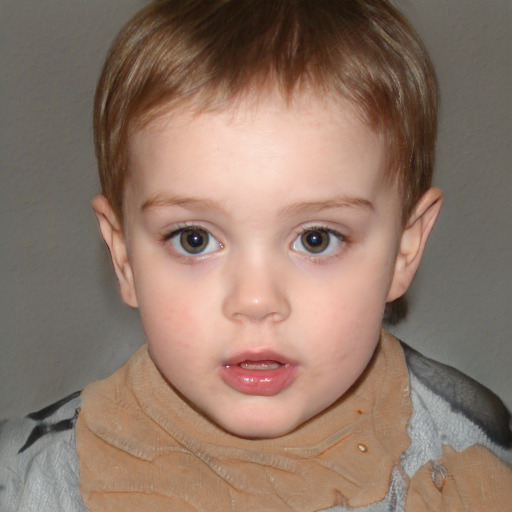 Neutral white child female with short  brown hair and brown eyes