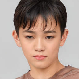 Neutral white child female with short  brown hair and brown eyes