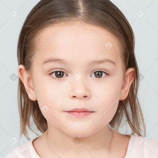 Neutral white child female with medium  brown hair and brown eyes