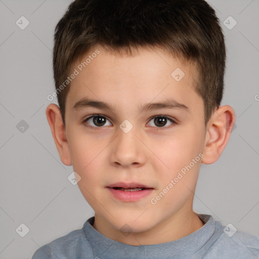 Neutral white child male with short  brown hair and brown eyes