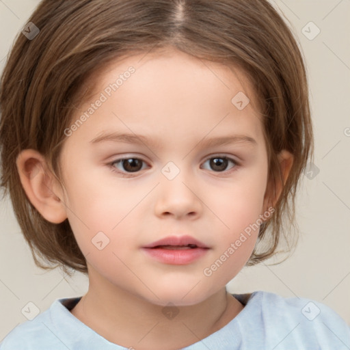 Neutral white child female with medium  brown hair and brown eyes