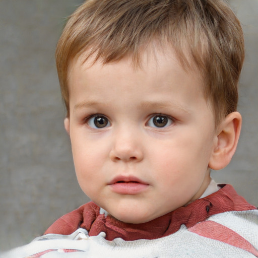 Neutral white child male with short  brown hair and grey eyes